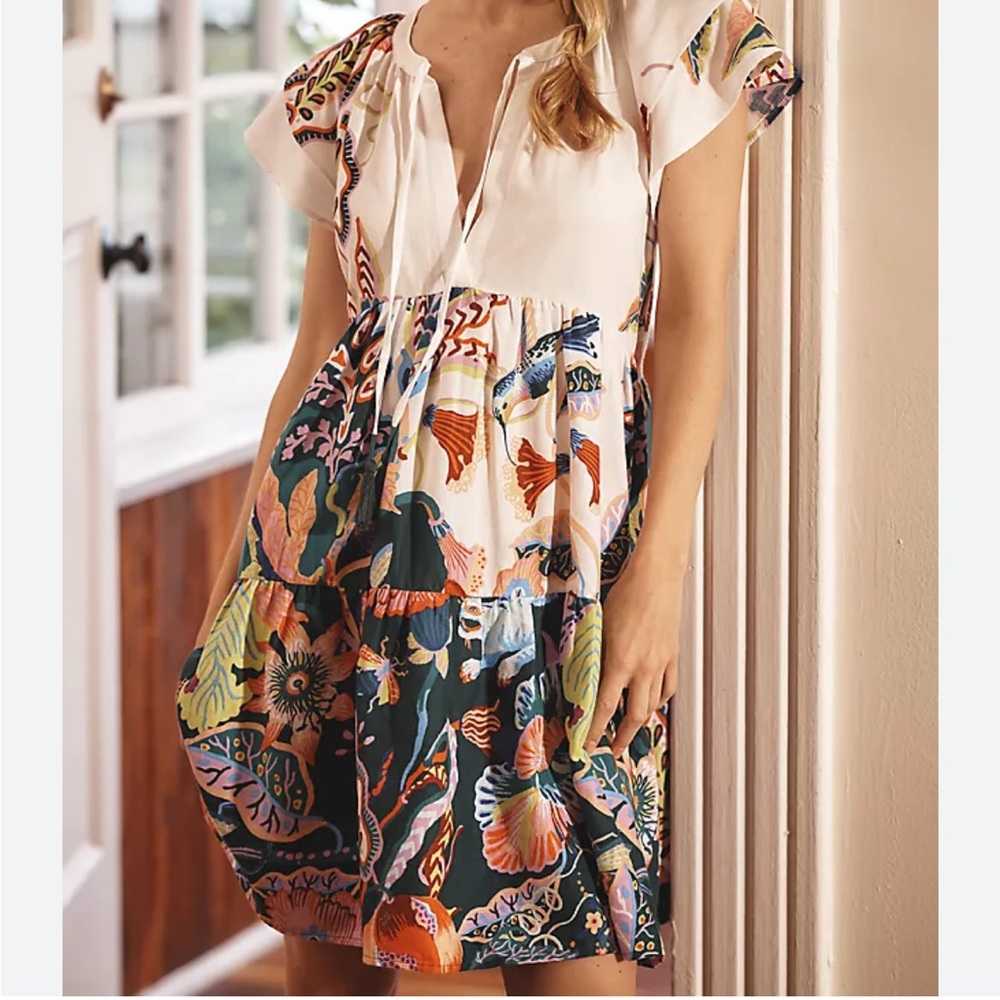 Anthropologie Colorful Floral Mini Dress